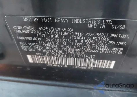 2009 Subaru Forester 2.5Xt Limited из США, поврежденный, VIN JF2SH66619H701582